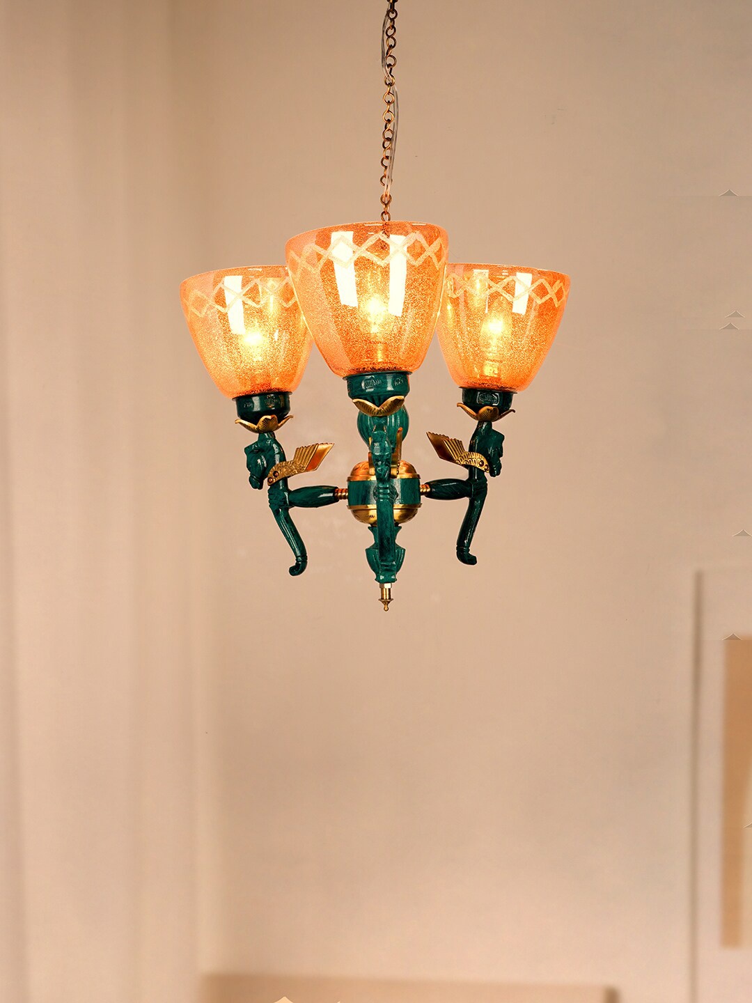 

Fos Lighting Green & Brown Printed Green Ceiling Lamp