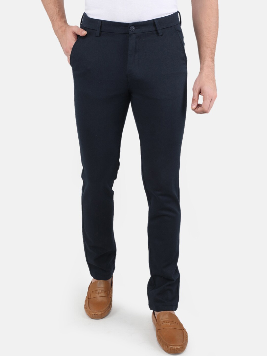 

Monte Carlo Men Navy Blue Smart Slim Fit Trousers