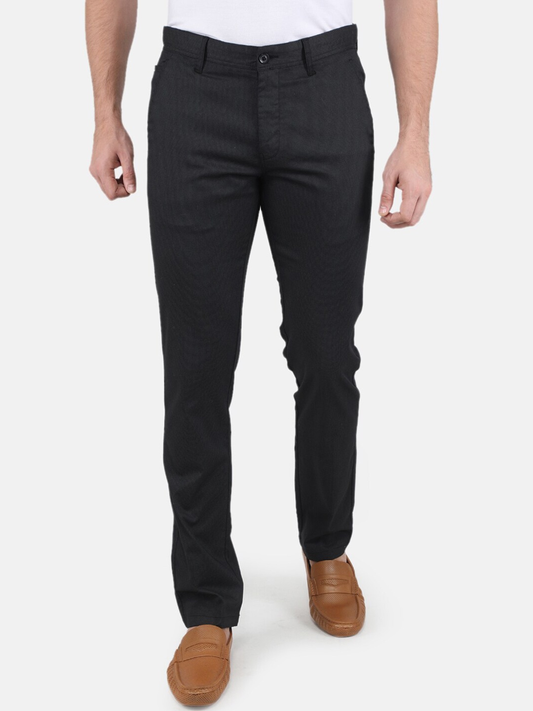 

Monte Carlo Men Black Checked aw22 Smart Slim Fit Trousers