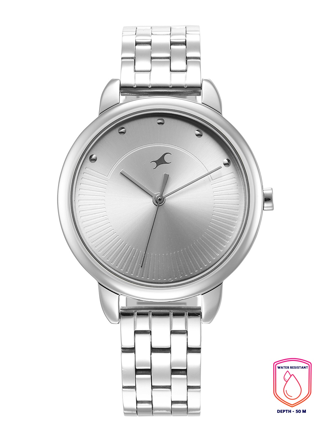 

Fastrack Women Silver-Toned Brass Dial & Bracelet Style Strap Analogue Watch 6282SM01