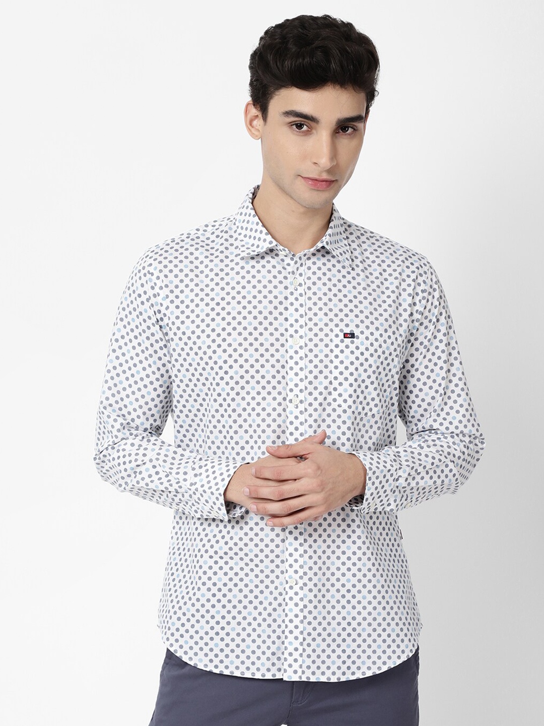 

AD By Arvind Men White Slim Fit Printed Cotton Casual Shirt