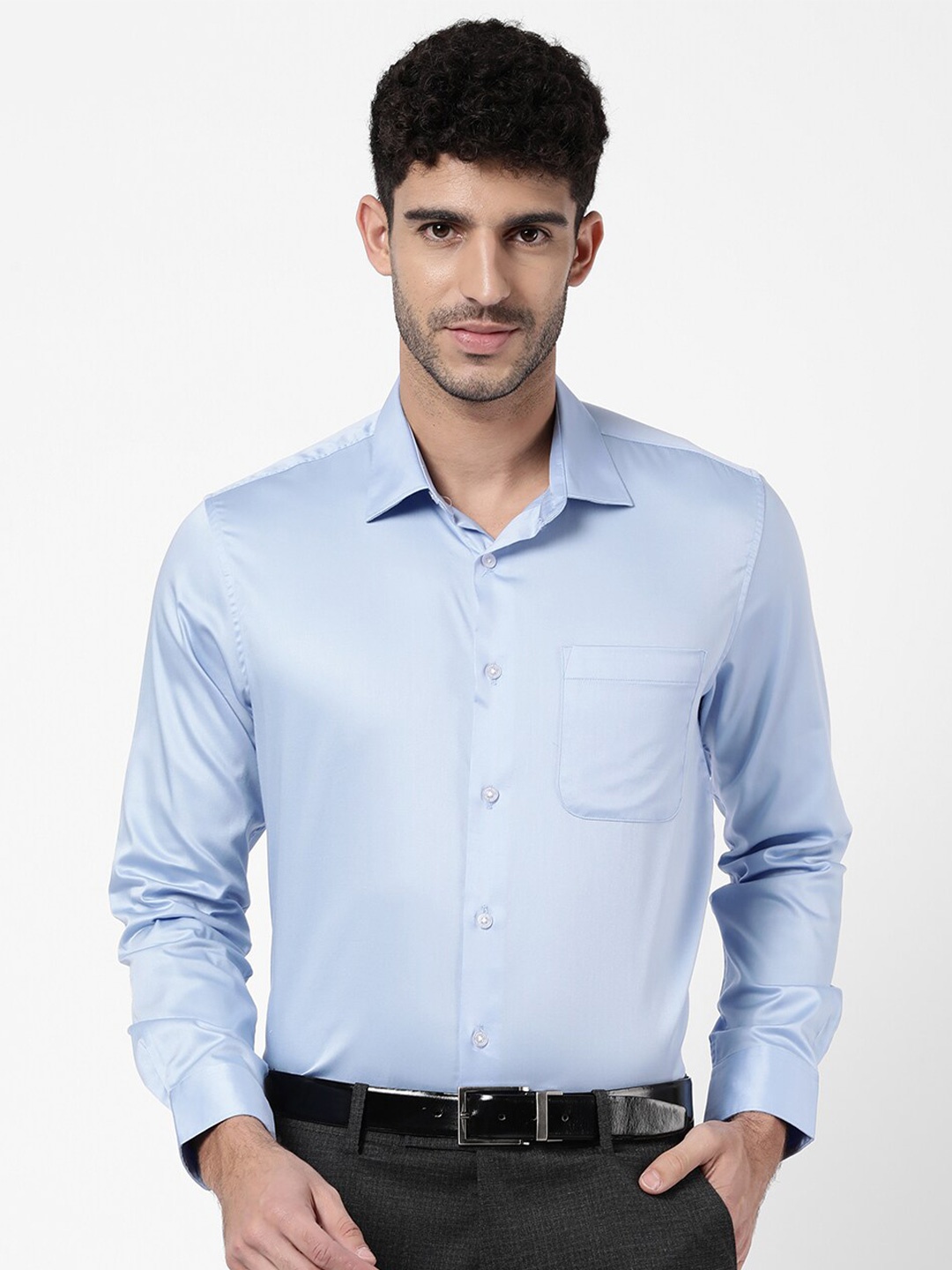 

AD By Arvind Men Blue Cotton Formal Shirt