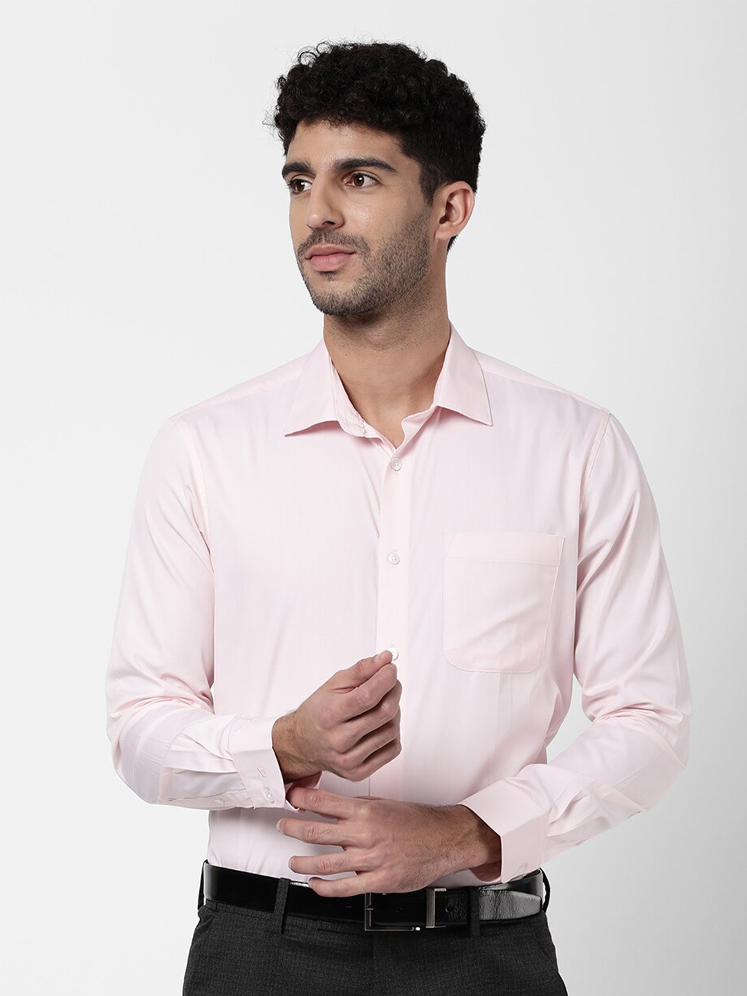 

AD By Arvind Men Peach-Coloured Cotton Formal Shirt