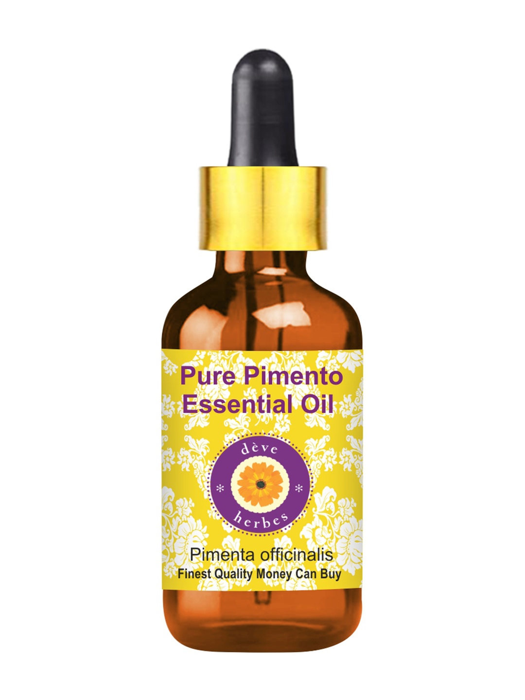 

Deve Herbes Natural Therapeutic Grade Pure Pimento Essential Oil with Glass Dropper - 50ml, Yellow