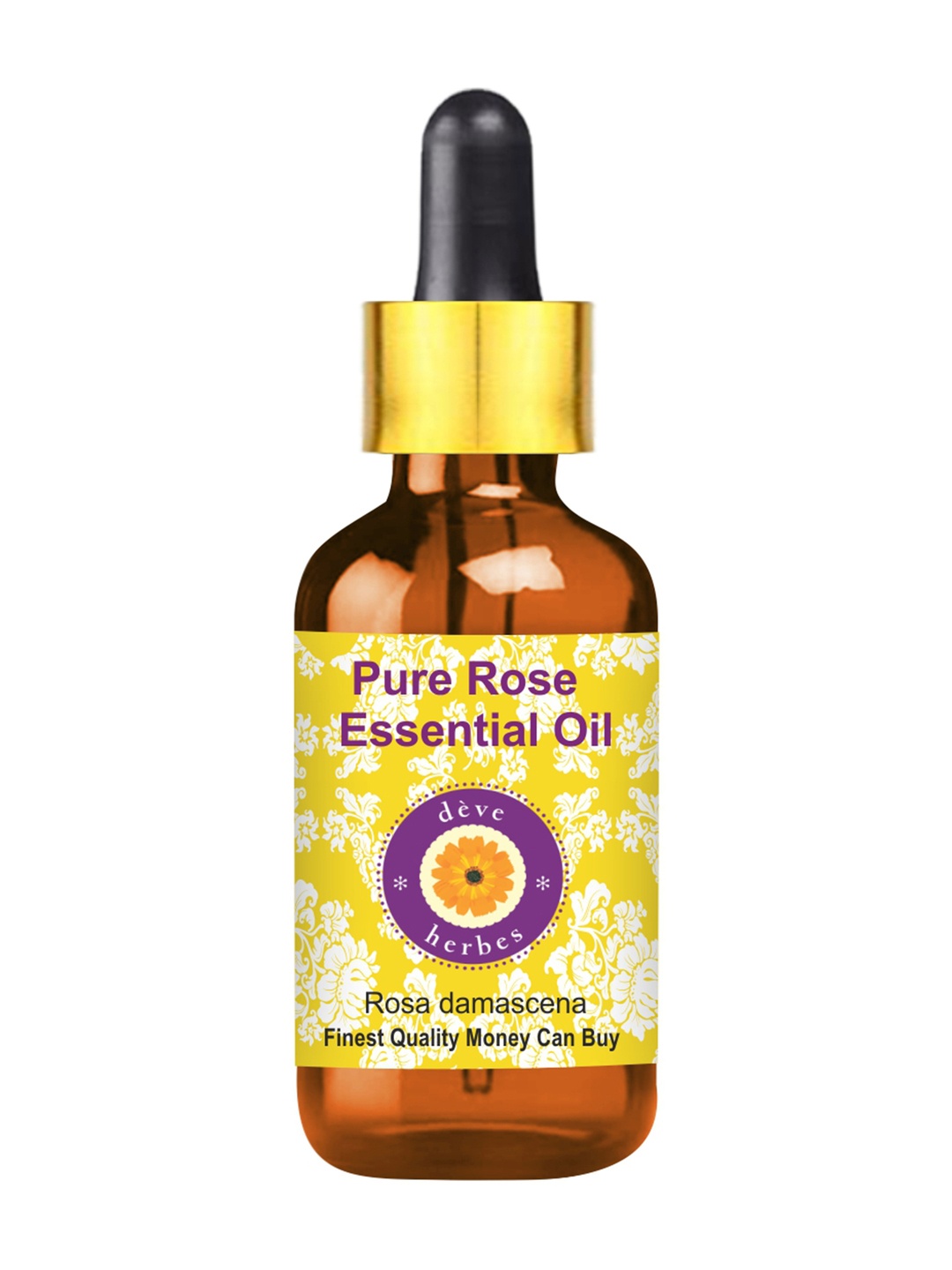 

Deve Herbes Natural Therapeutic Grade Pure Rose Essential Oil with Glass Dropper - 5 ml, Yellow