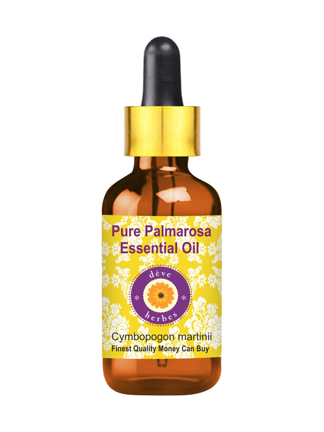 

Deve Herbes Pure Palmarosa Essential Oil with Glass Dropper Natural Therapeutic Grade 50ml, Yellow