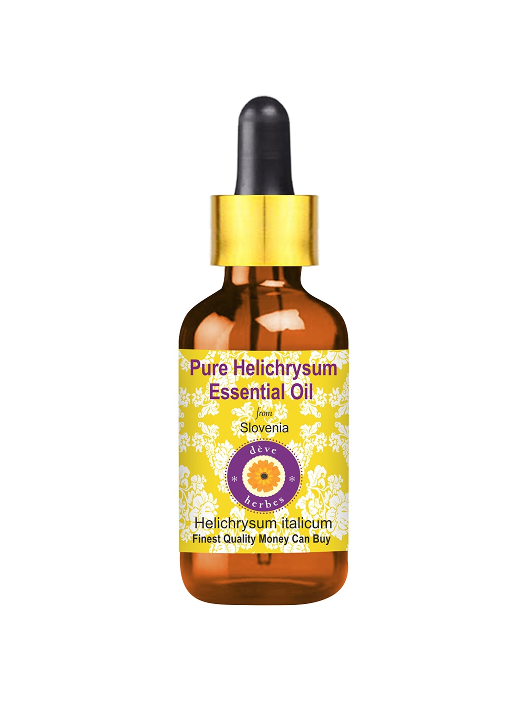 

Deve Herbes Natural Therapeutic Grade Pure Helichrysum Essential Oil with Dropper - 10 ml, Yellow
