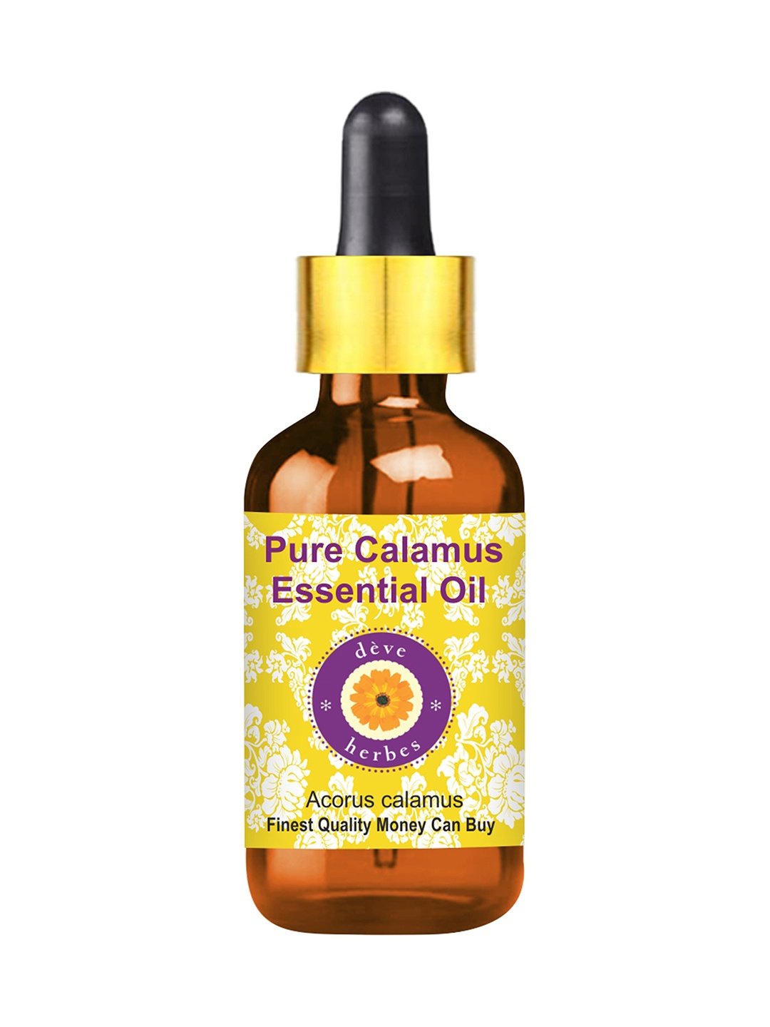 

Deve Herbes Pure Calamus Essential Oil with Glass Dropper - Steam Distilled - 100 ml, Yellow