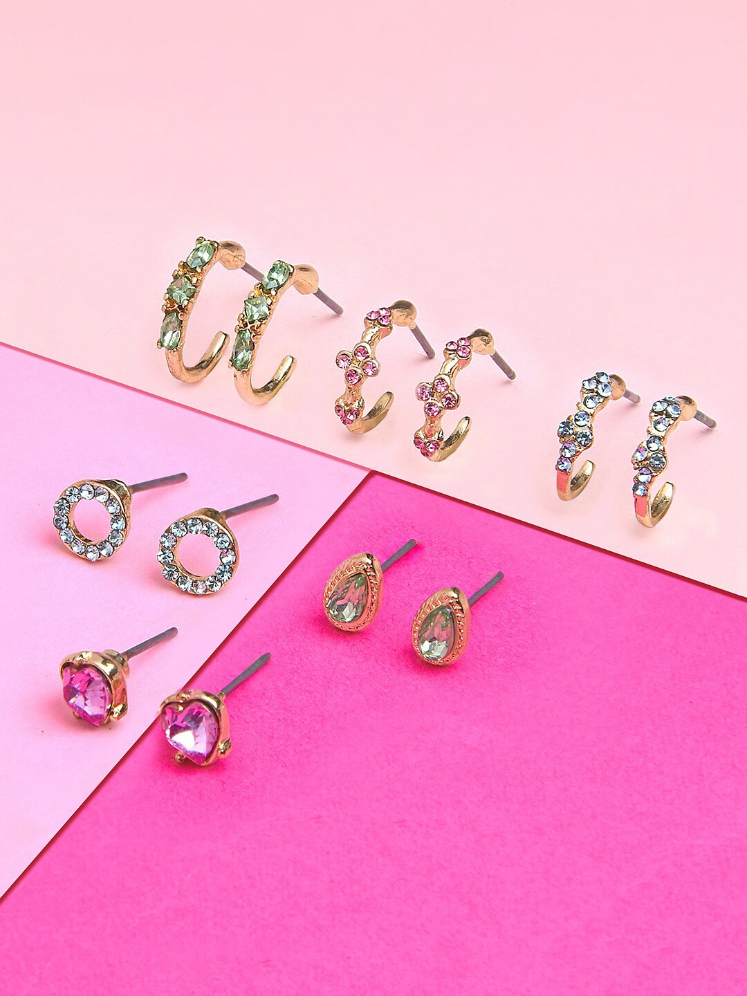 

Accessorize Pack of 6 Gold-Toned & White Classic Studs Earrings