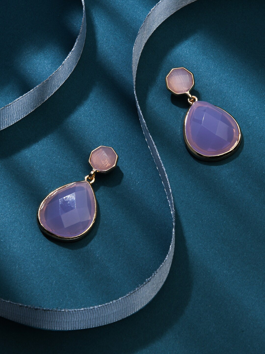 

Accessorize Women Purple & Blue Oval Drop Earrings