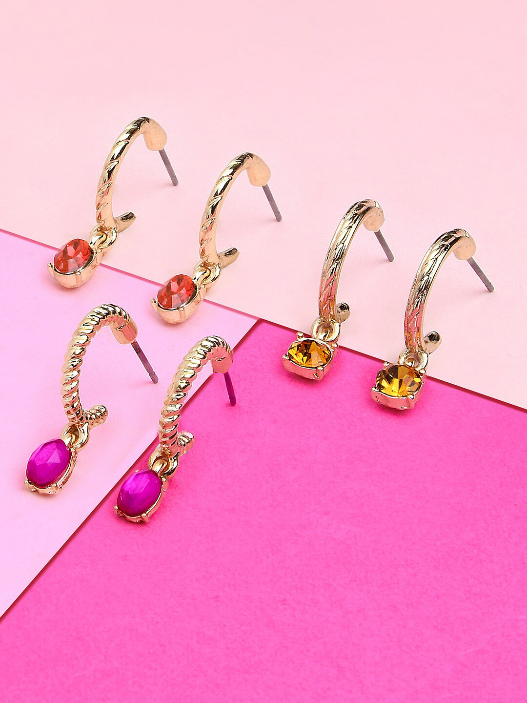 

Accessorize Set of 3 Circular Half Hoop Earrings, Gold
