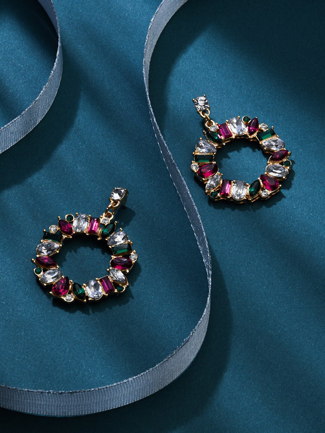 

Accessorize Willow Eclectic Stones Circular Drop Earrings, Gold