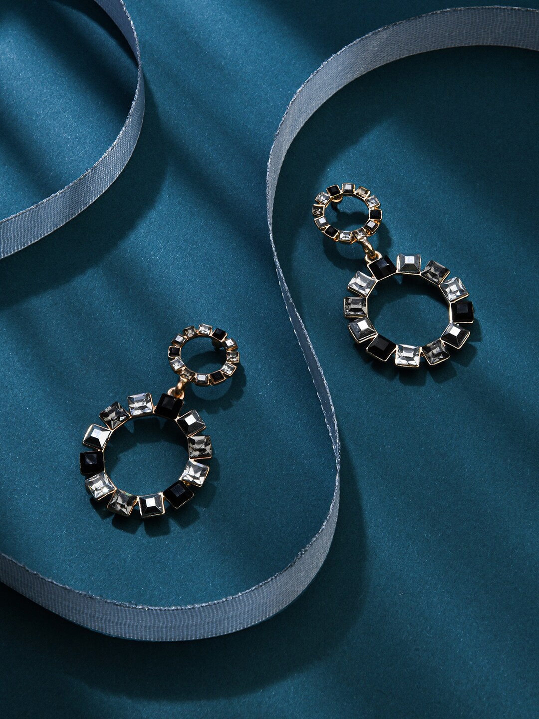 

Accessorize Stones Studded Circular Drop Earrings, Grey