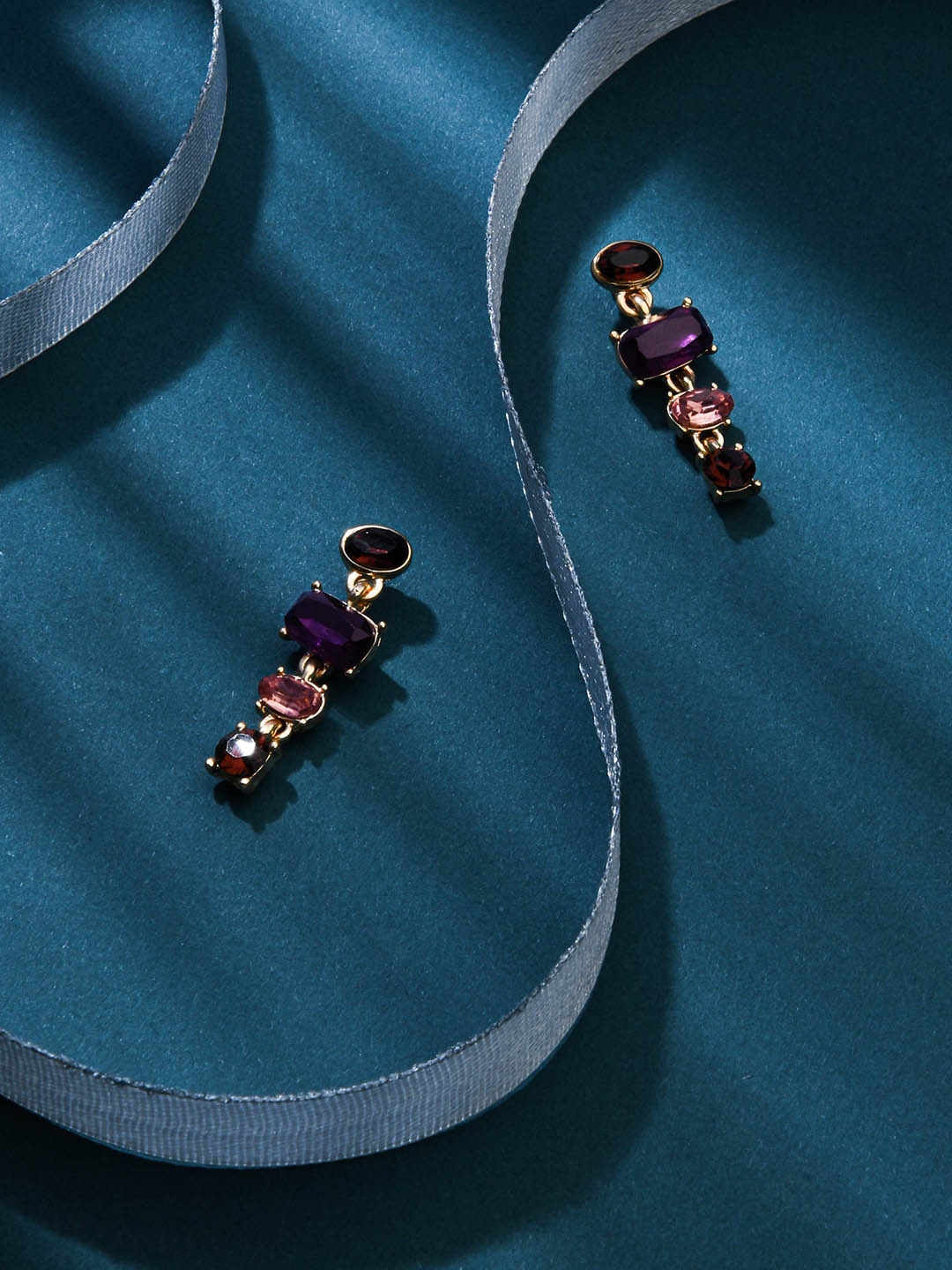 

Accessorize Amber Eclectic Stones Short Drop Earrings, Gold