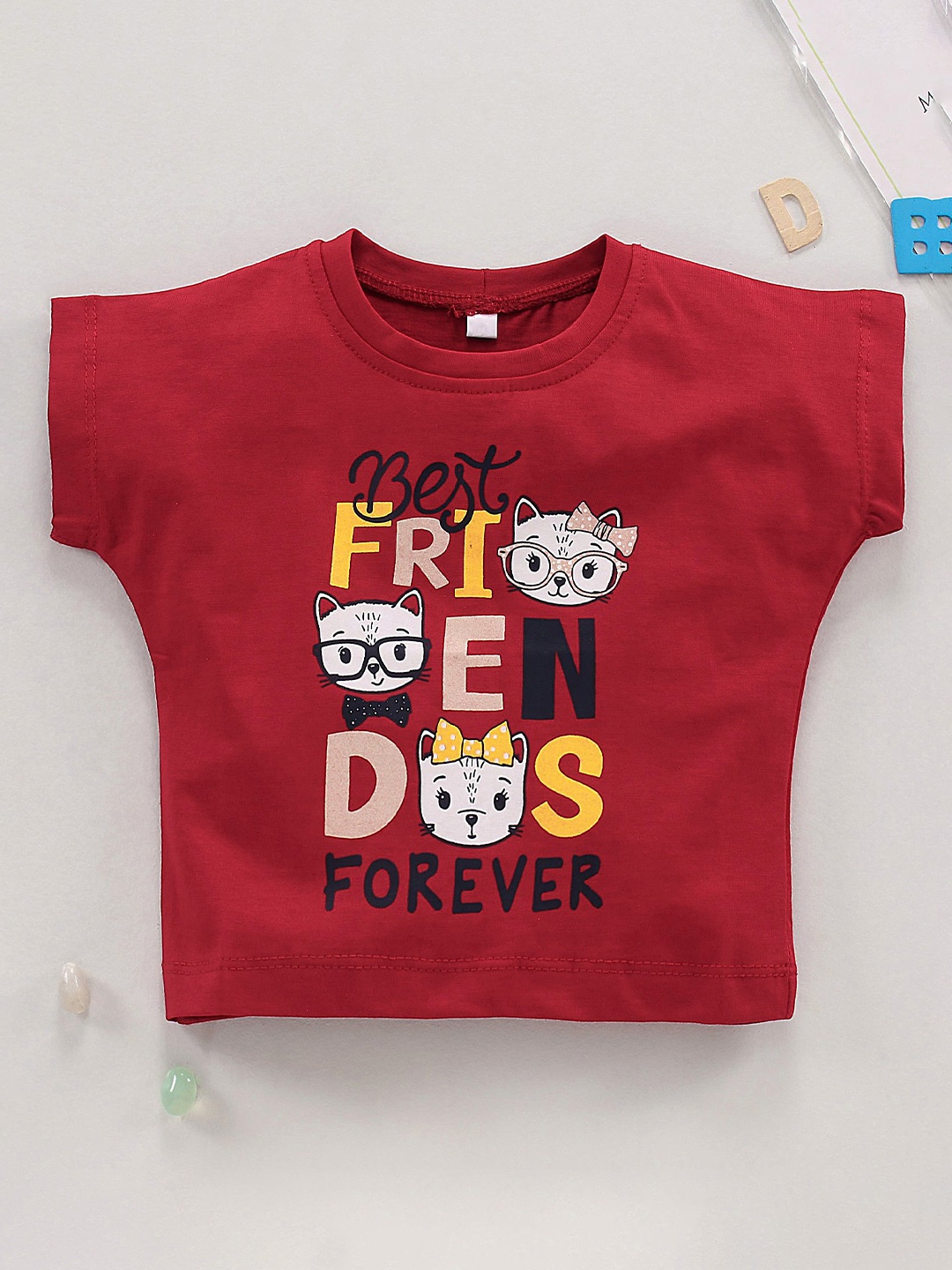 

Enfance Girls Maroon Printed Extended Sleeves T-shirt