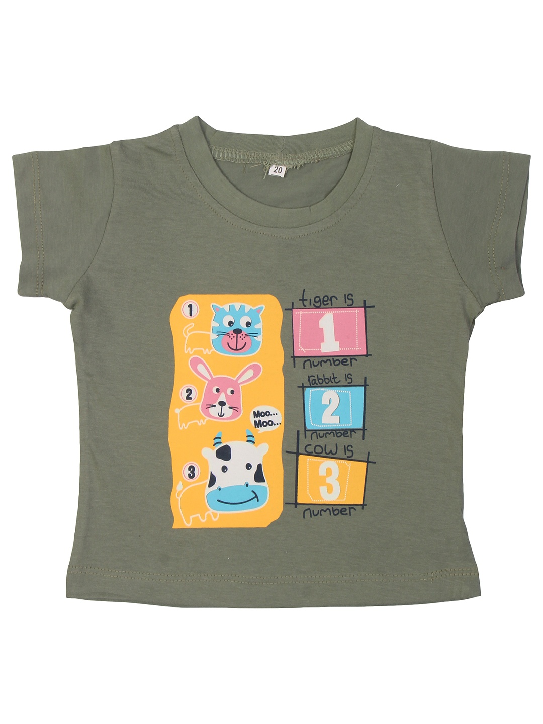 

Enfance Girls Olive Green & Yellow Printed T-shirt