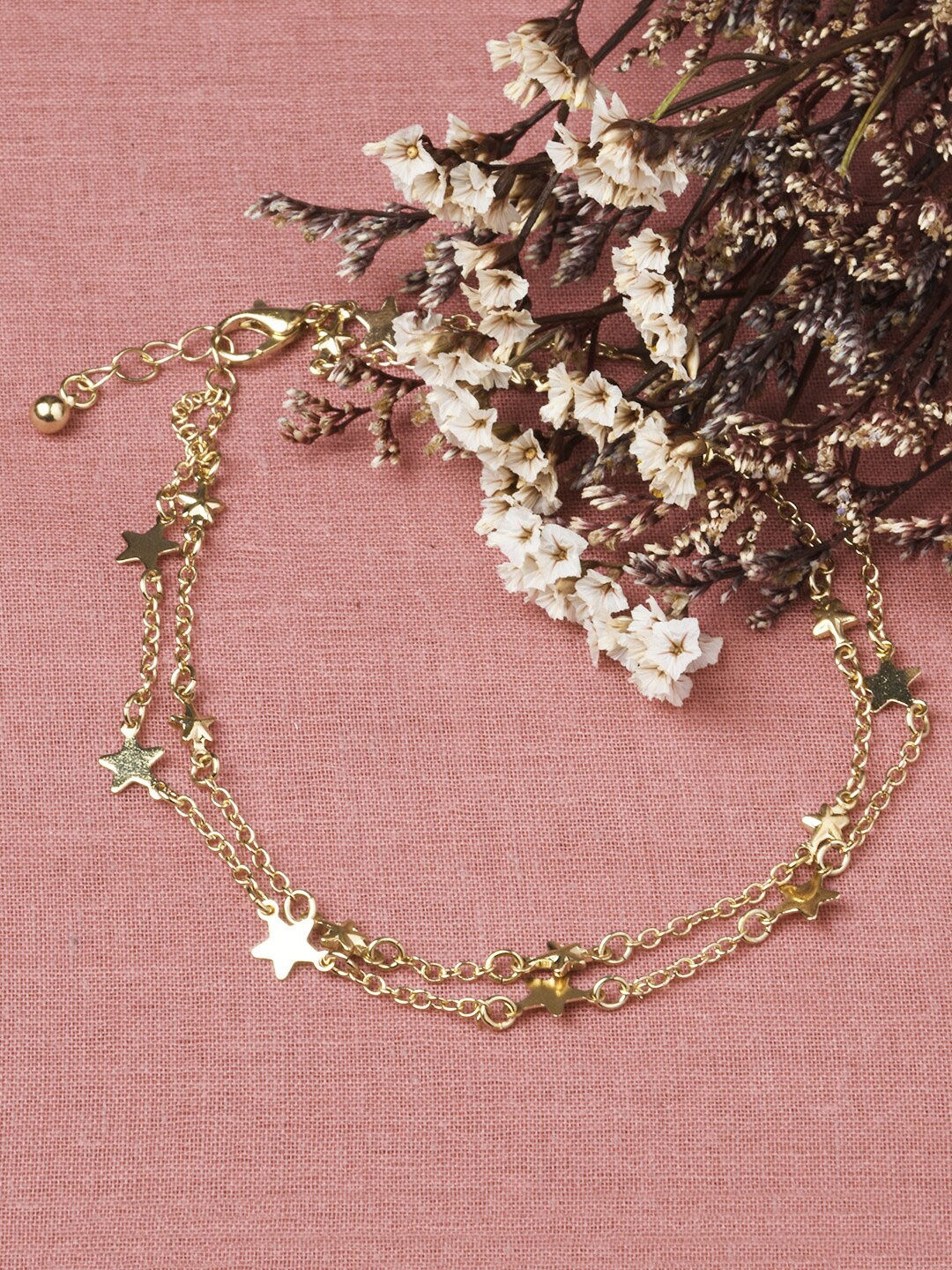 

Accessorize Women Set of 2 Gold-Toned Star Design Chain Anklet