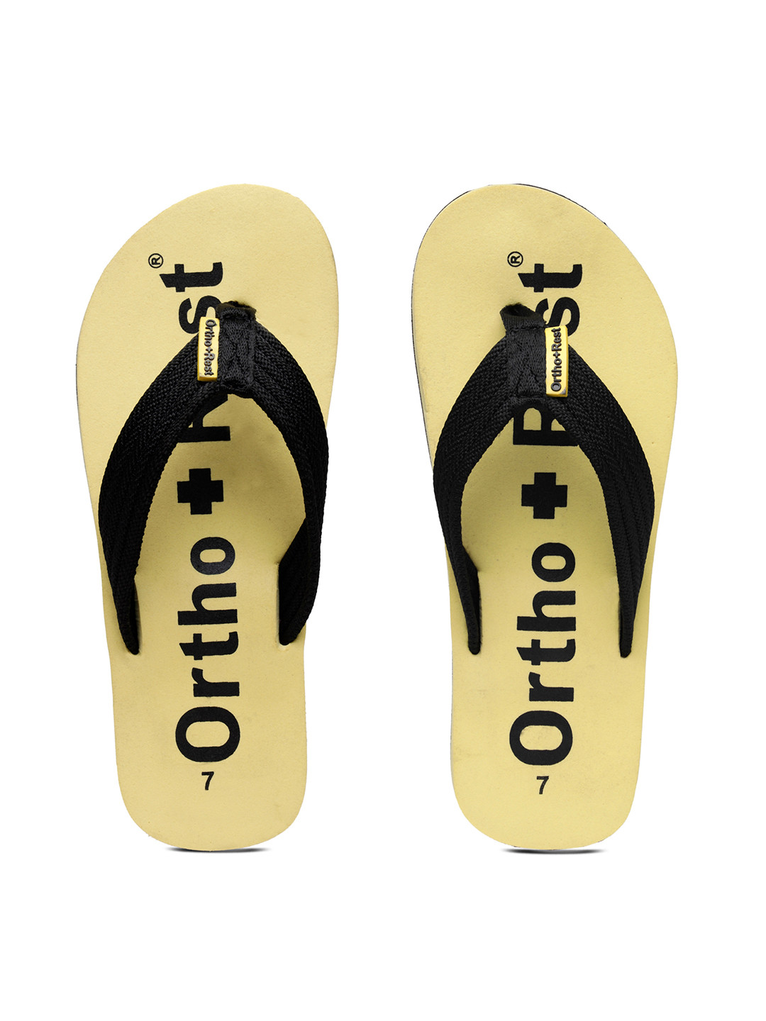 

Ortho Rest Men Yellow & Black Printed Thong Flip-Flops