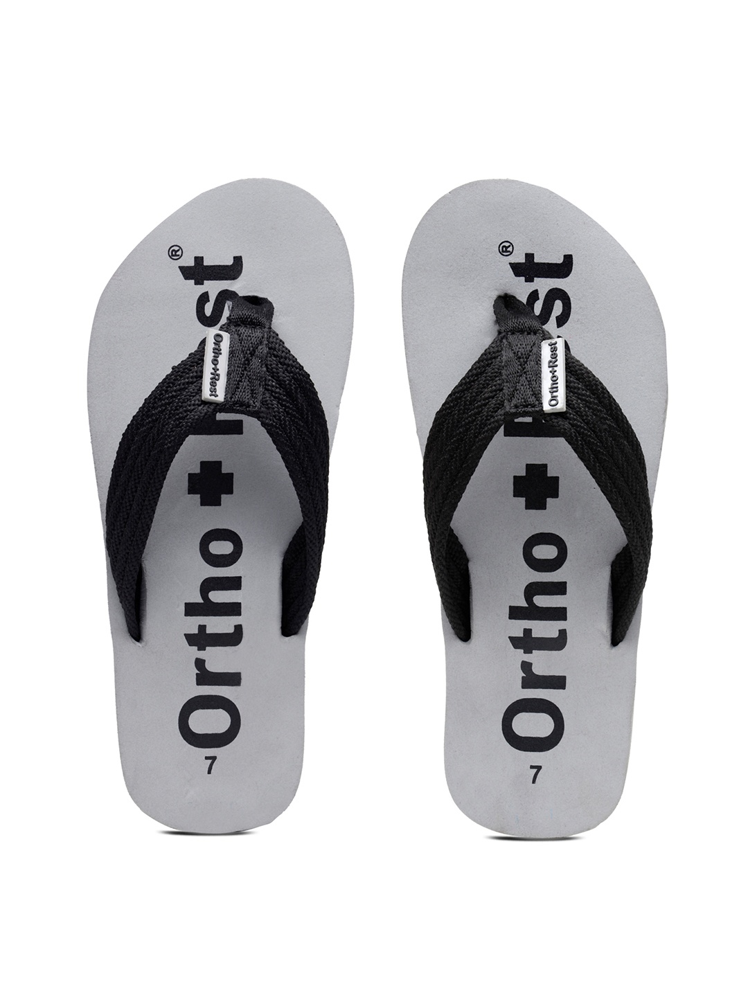

Ortho Rest Men Grey & Black Printed Thong Flip-Flops