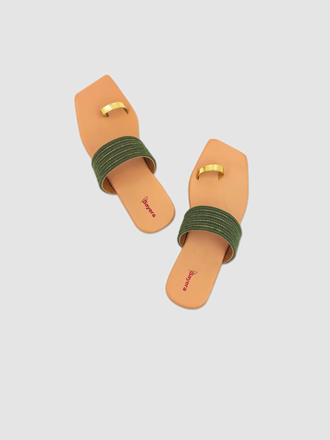 

Sayera Women Green Textured One Toe Flats