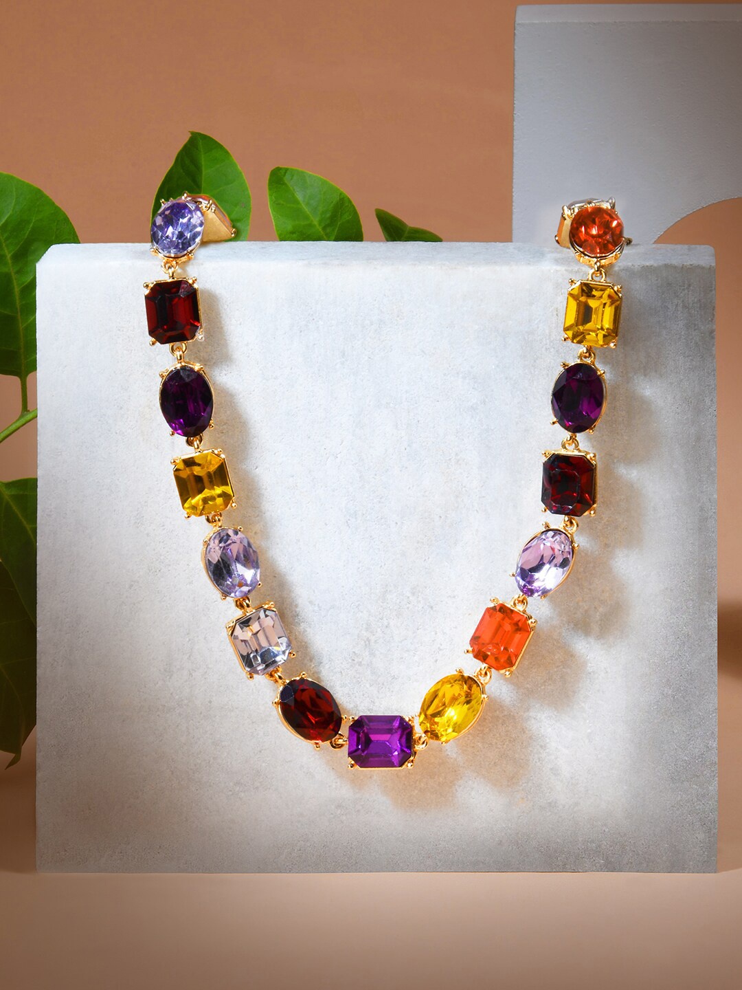 

Accessorize Gold-Toned & Purple Handcrafted Necklace
