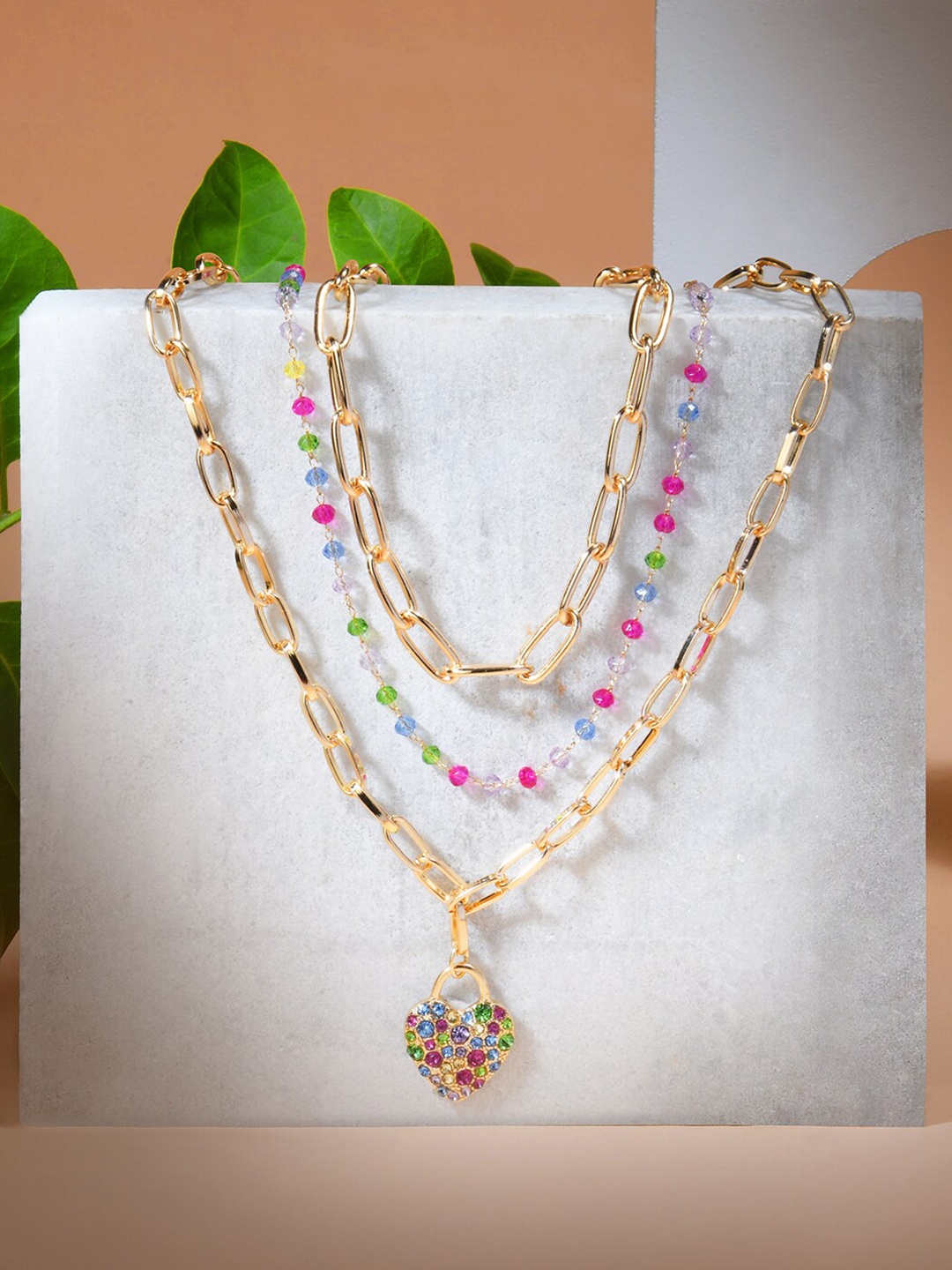 

Accessorize Women Gold-Toned & Crystals Layered Necklace