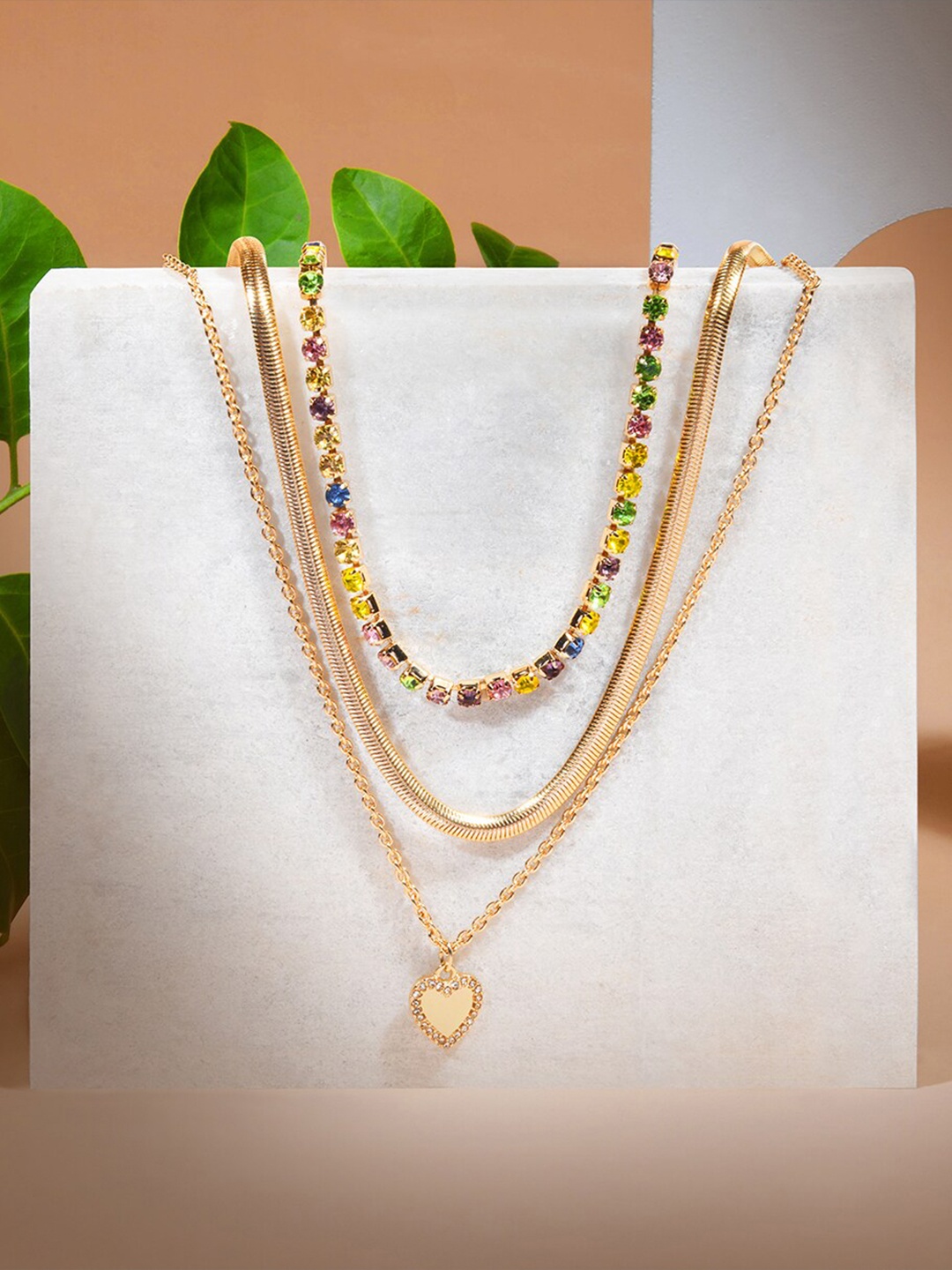 

Accessorize Women Gold-Toned & Green Layered Necklace