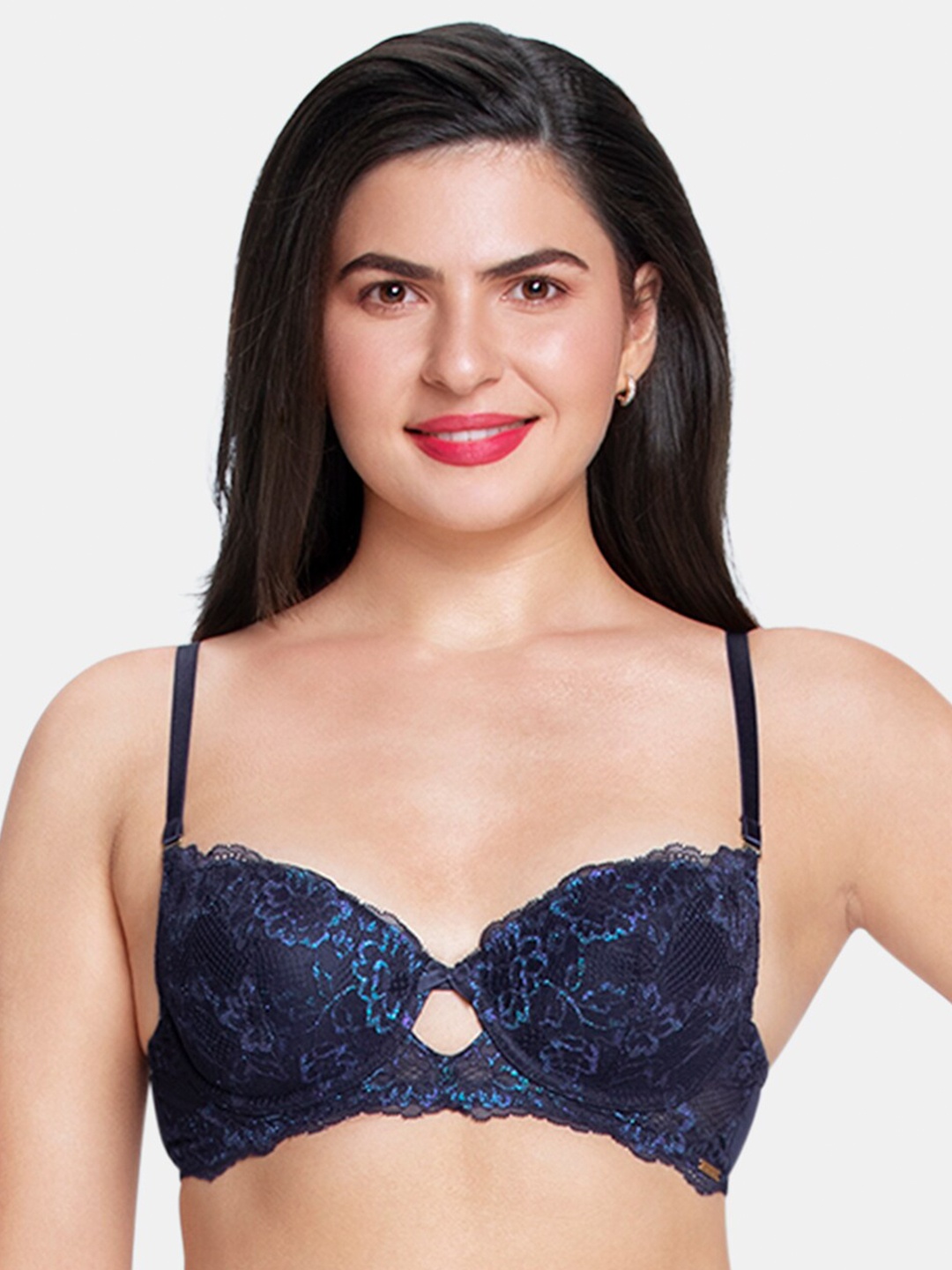 

Amante Padded Wired Twilight Dream Lace Bra - BRA88301, Navy blue