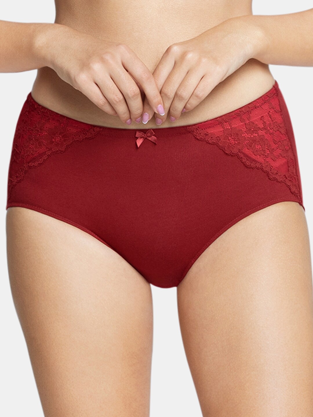 

Amante Women High Rise Cotton Lace Basic Brief - PAN75201, Maroon