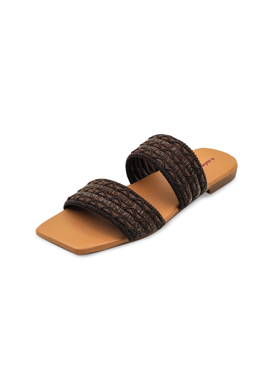 

Sayera Women Brown & Beige Self Design Open Toe Flats