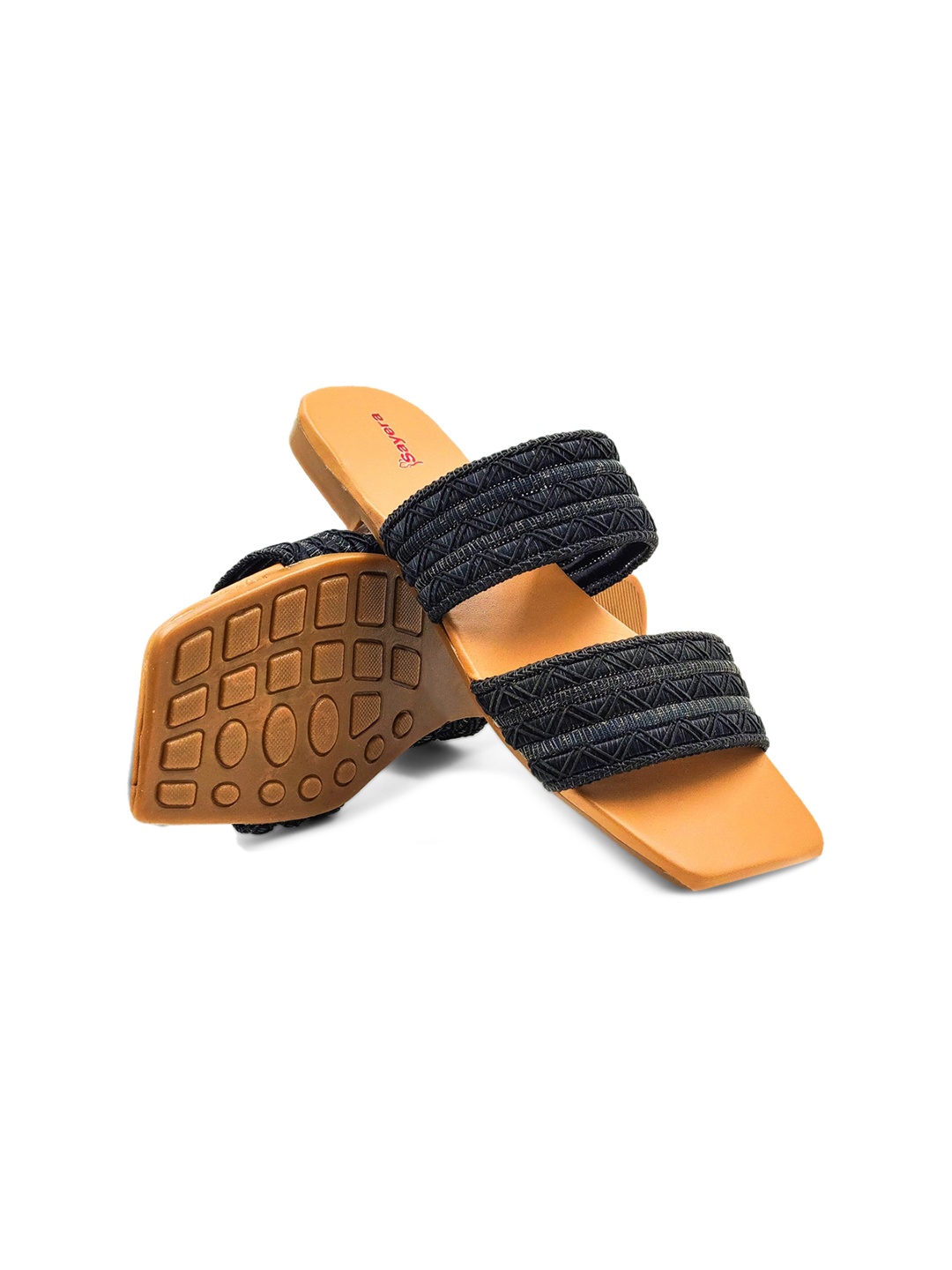 

Sayera Women Black Colourblocked Open Toe Flats with Bows