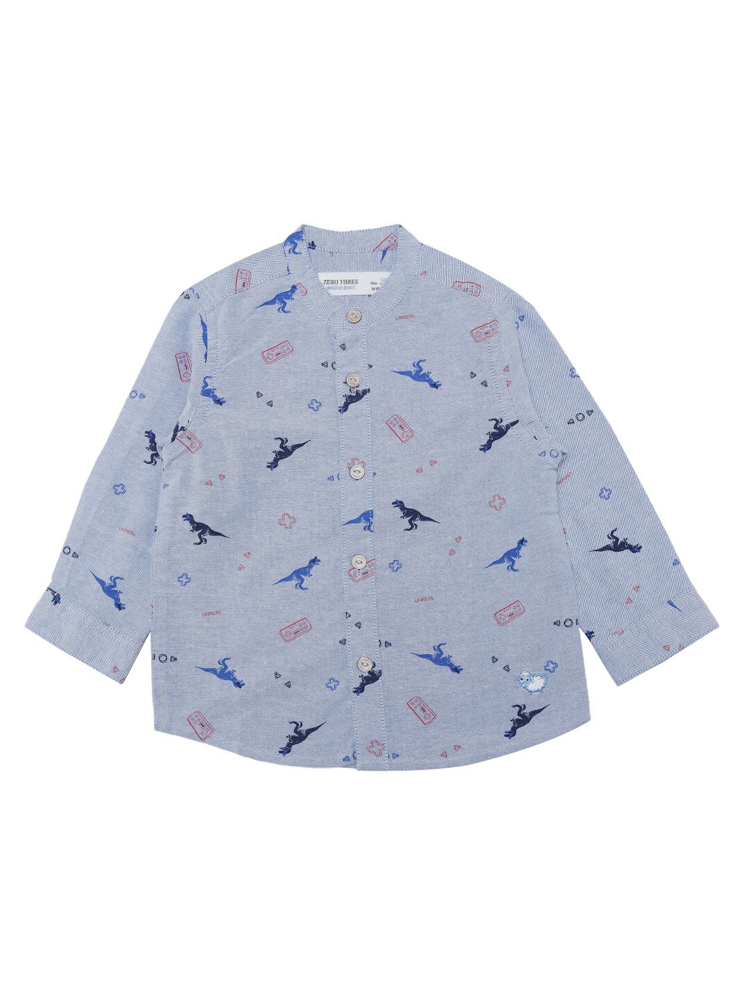 

ZERO THREE Boys Blue Comfort Printed Cotton Shirt