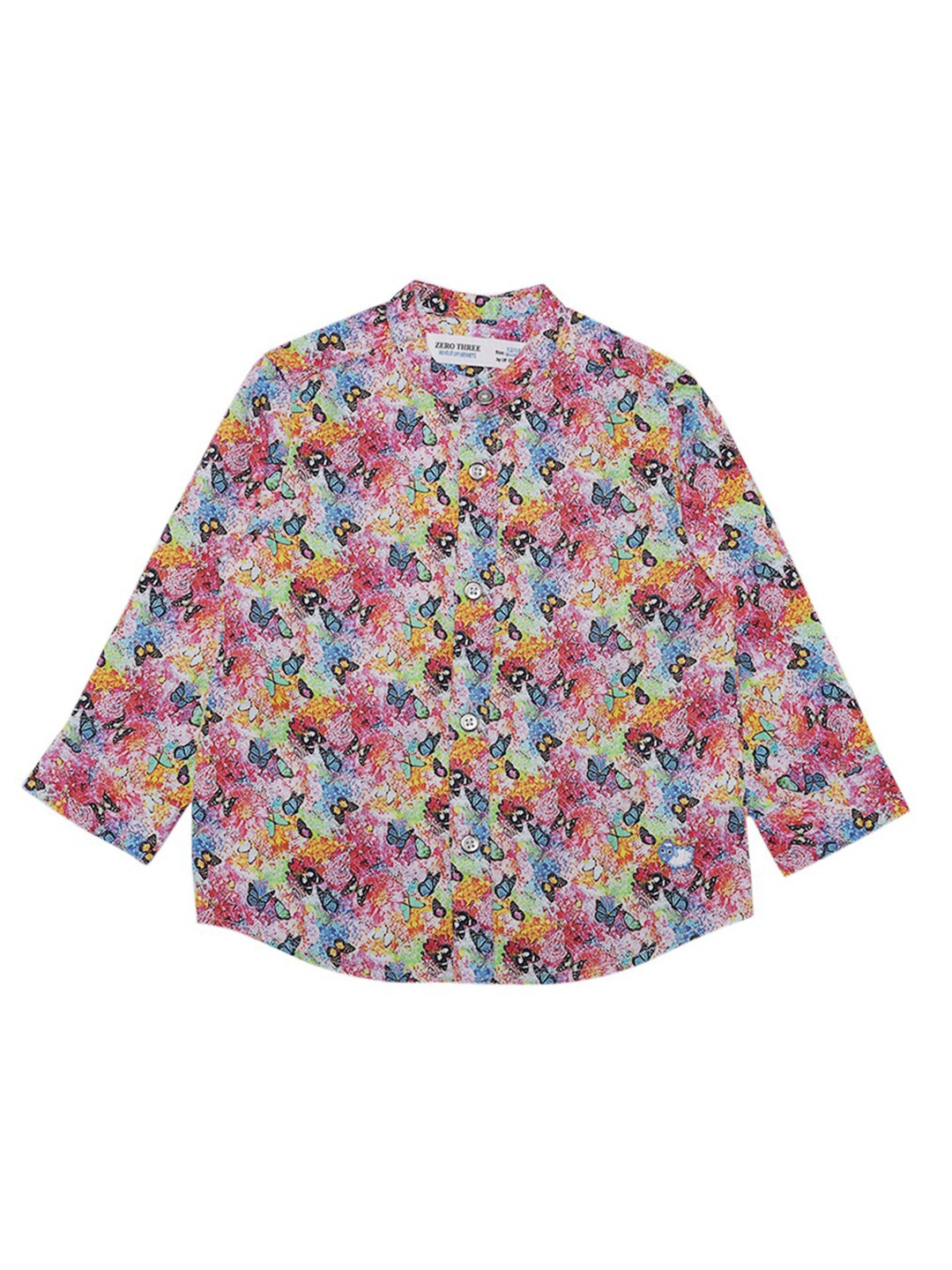 

ZERO THREE Boys Pink and Blue Comfort Printed Cotton Casual Shirt
