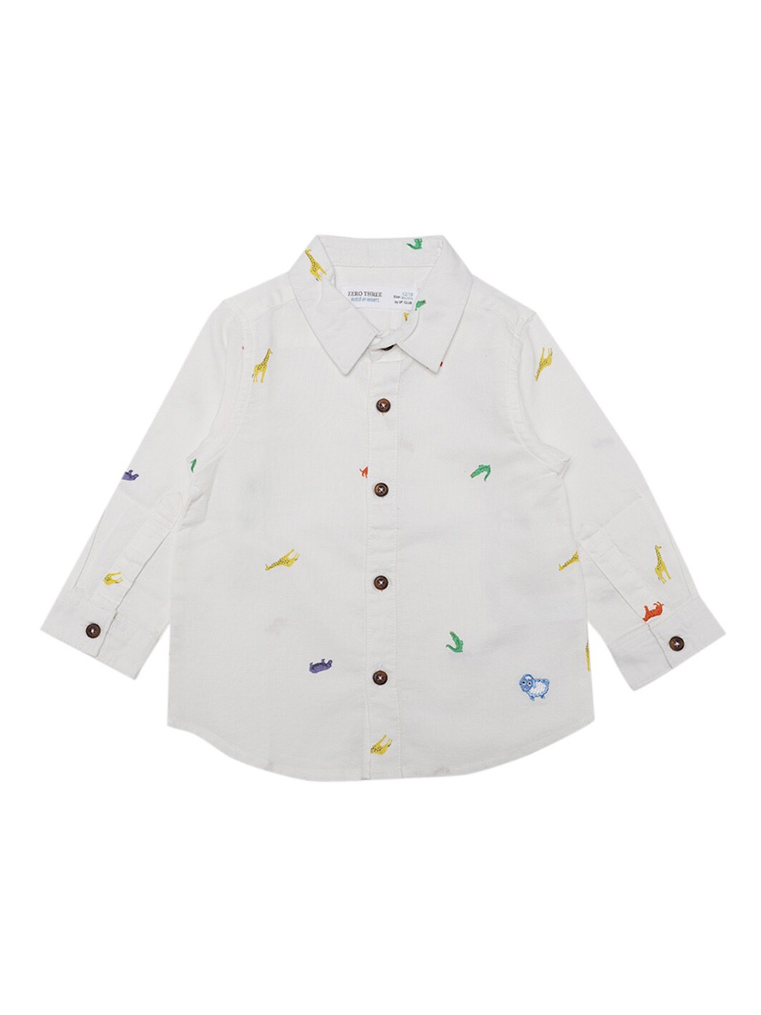 

ZERO THREE Boys White Comfort Printed Cotton Casual Shirt