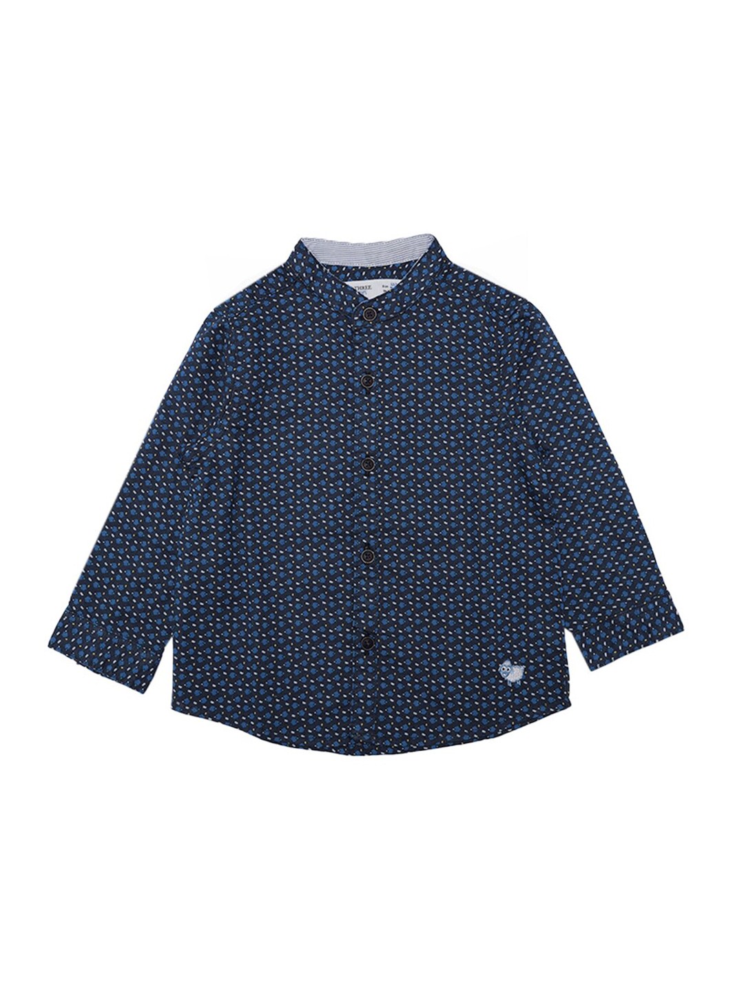 

ZERO THREE Boys Navy Blue Cotton Comfort Printed Casual Shirt