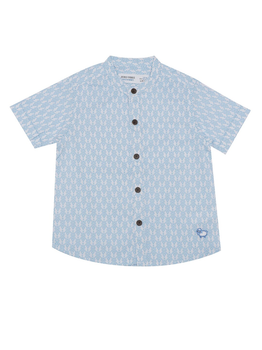 

ZERO THREE Boys Blue Comfort Printed Pure Cotton Casual Shirt