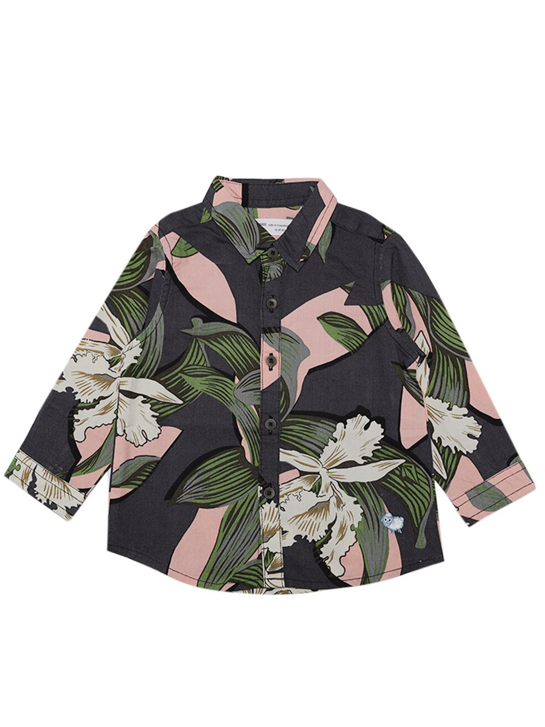 

ZERO THREE Boys Charcoal Comfort Printed Casual Shirt