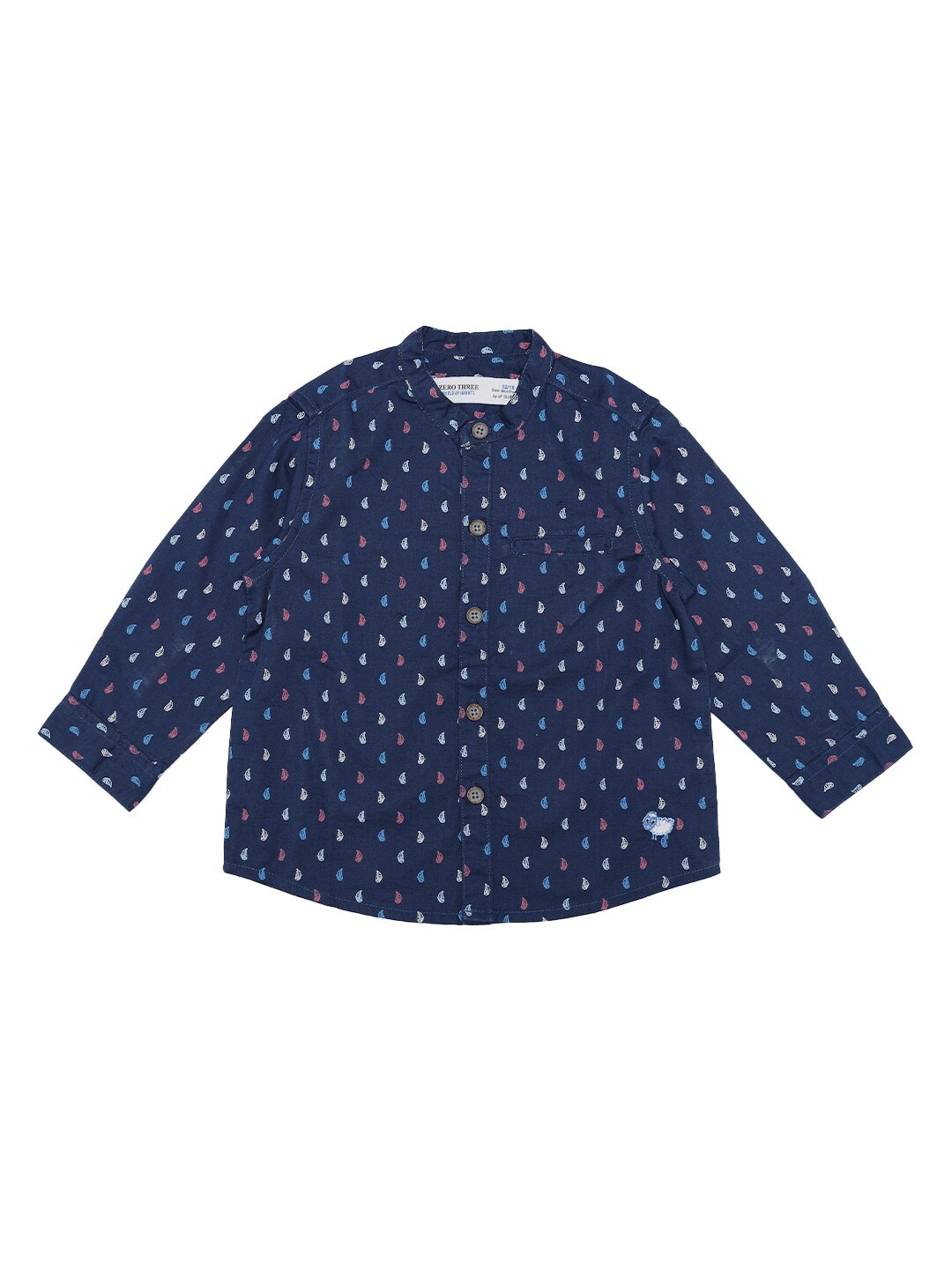 

ZERO THREE Boys Navy Blue Comfort Printed Semiformal Shirt