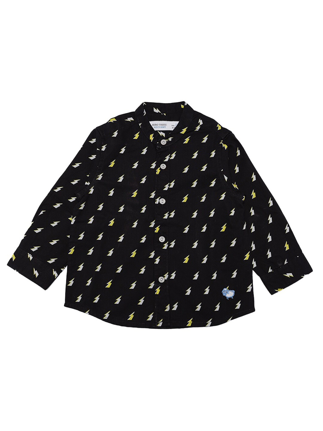 

ZERO THREE Boys Black Comfort Printed Semiformal Shirt