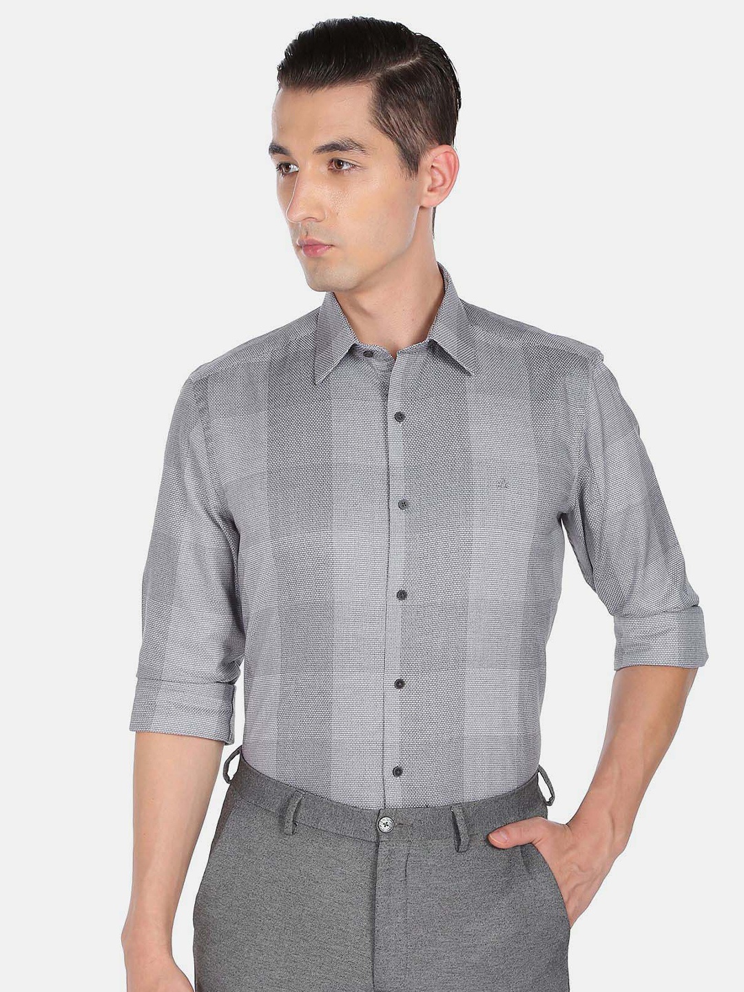

Arrow Men Black Slim Fit Checked Cotton Formal Shirt