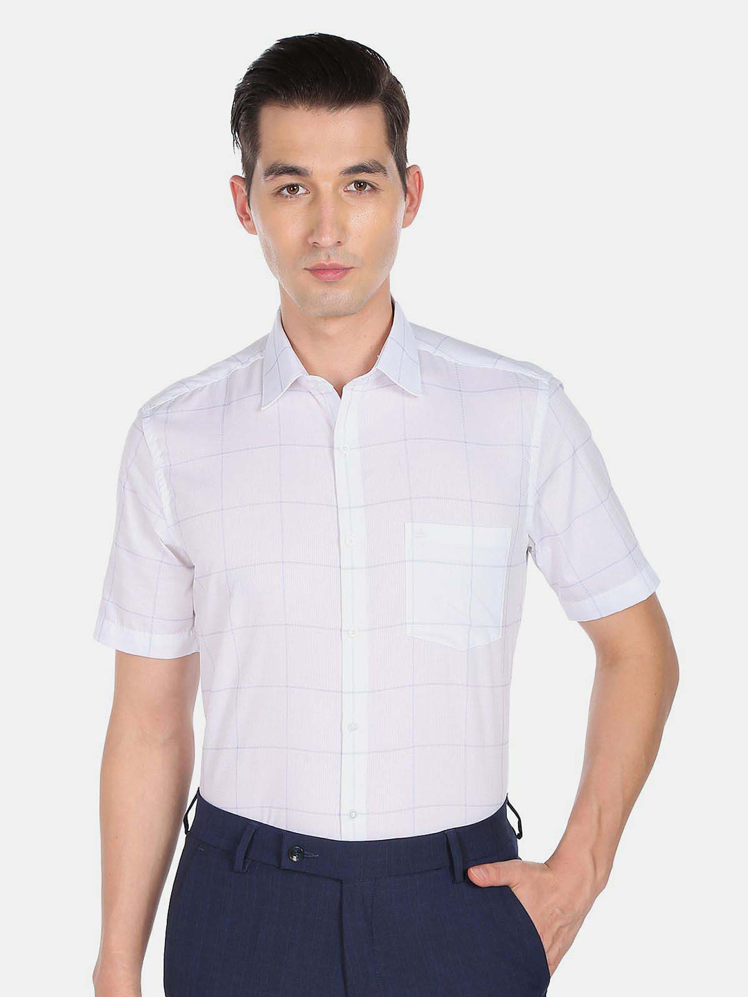 

Arrow Men Blue Cotton Windowpane Checks Checked Casual Shirt