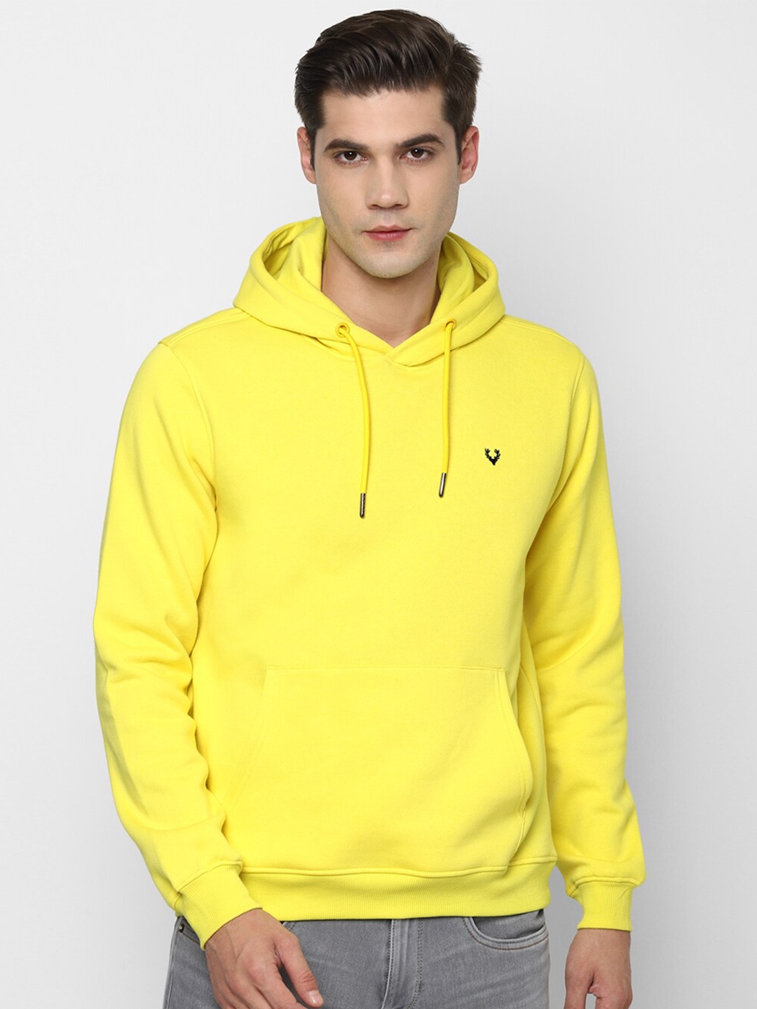 

Allen Solly Men Yellow Cotton Hooded Sweatshirt