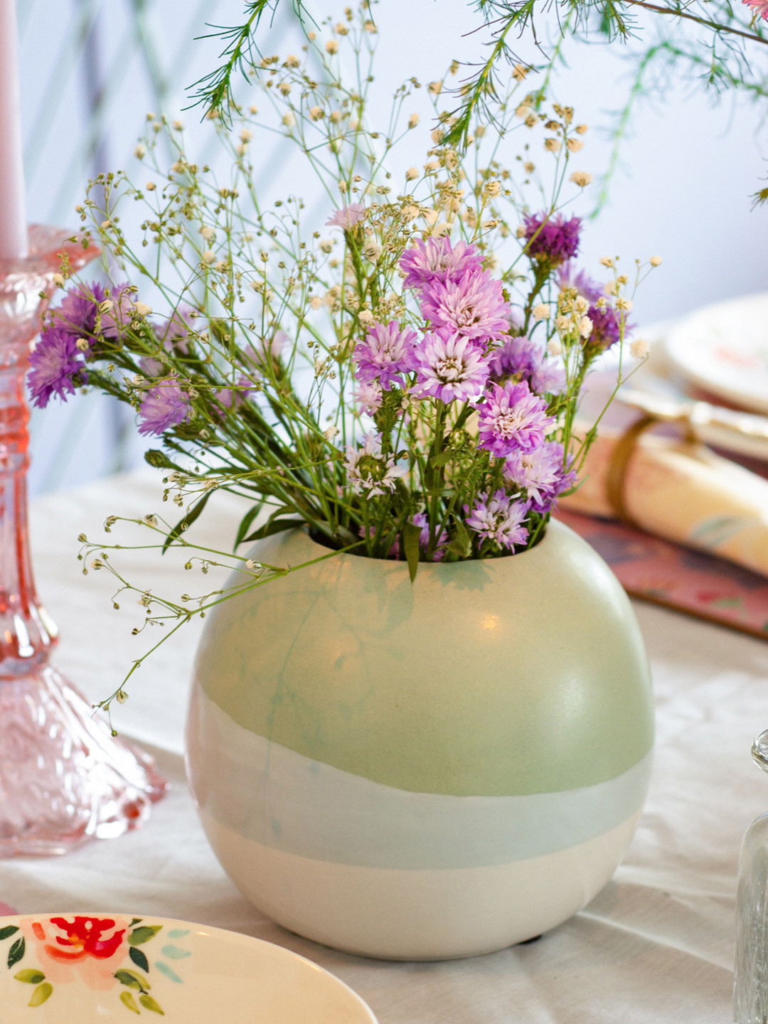 

The Wishing Chair Green & White Colour-Blocked Vases