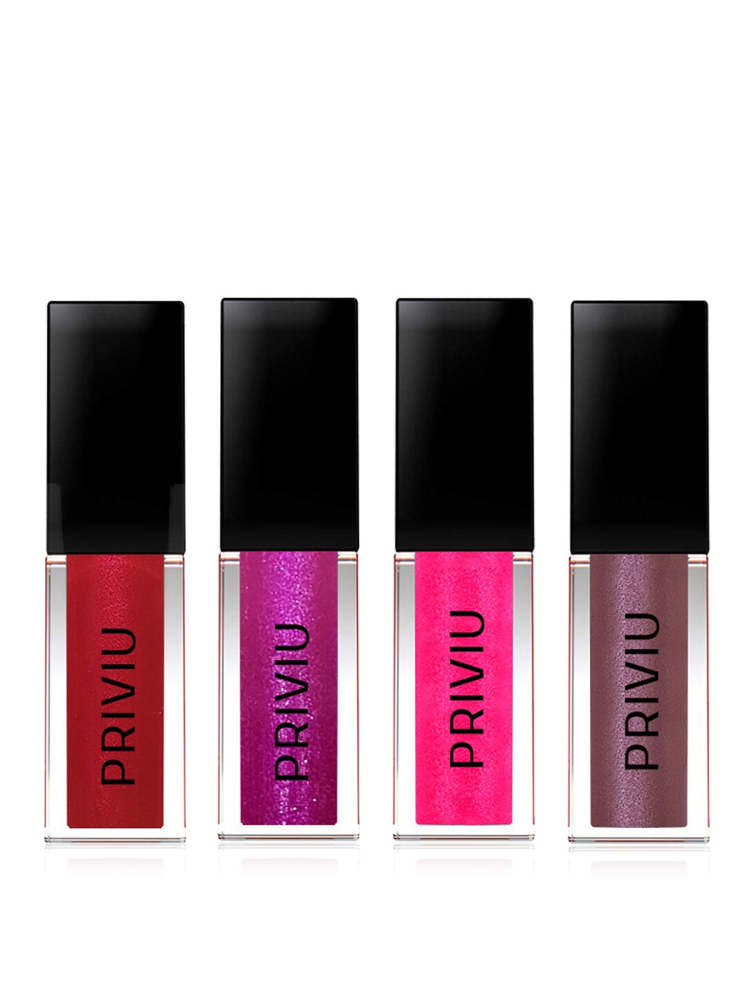 

PRIVIU Set of 4 All Day Matte High-Pigmented Smudge-Proof Liquid Lipsticks, Pink