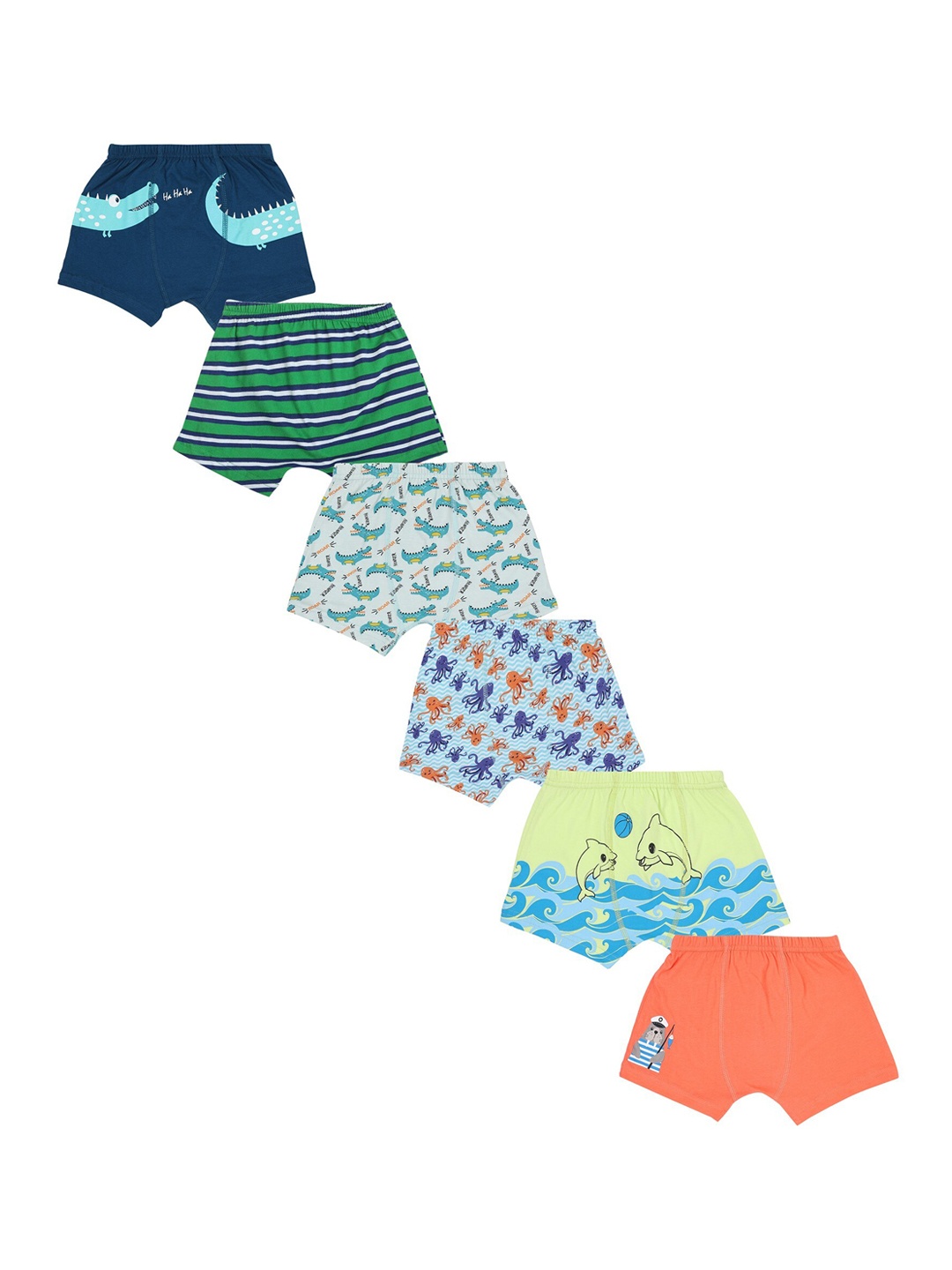 

Red Rose Boys Pack Of 6 Printed Cotton Boxer-Style Briefs, Blue