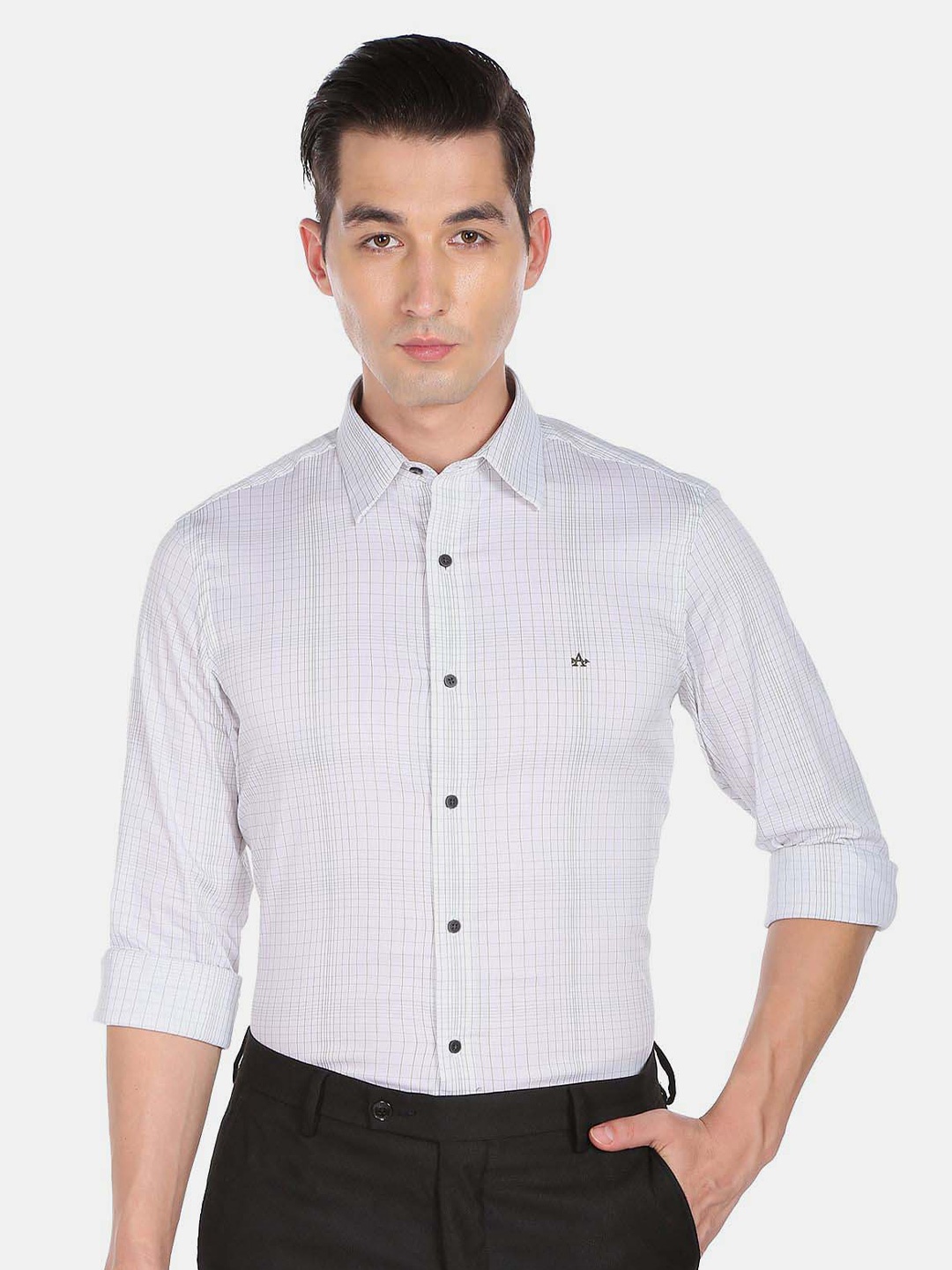 

Arrow New York Men White Skinny Fit Checked Casual Shirt
