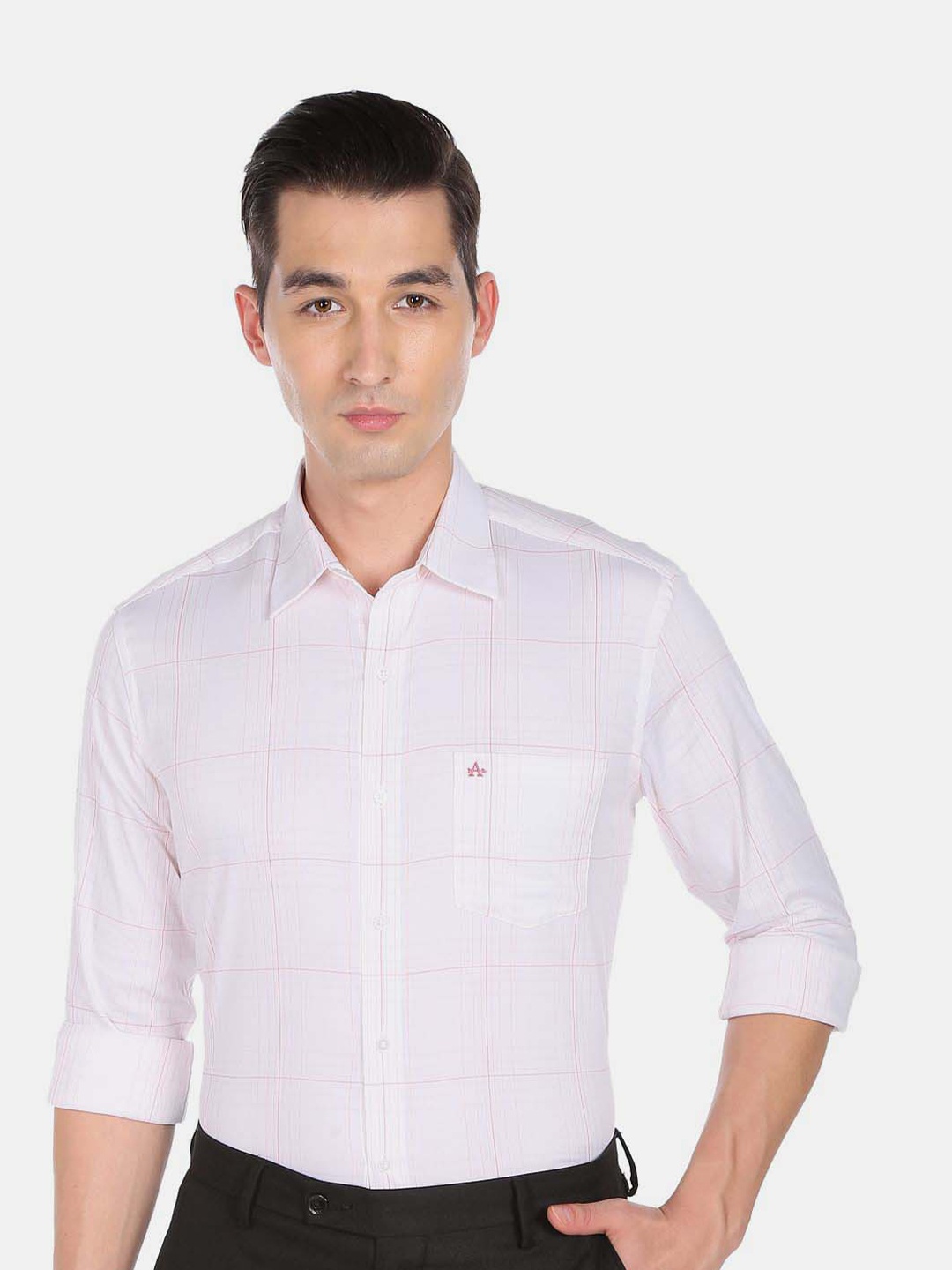 

Arrow New York Men White Slim Fit Windowpane Checks Checked Casual Shirt