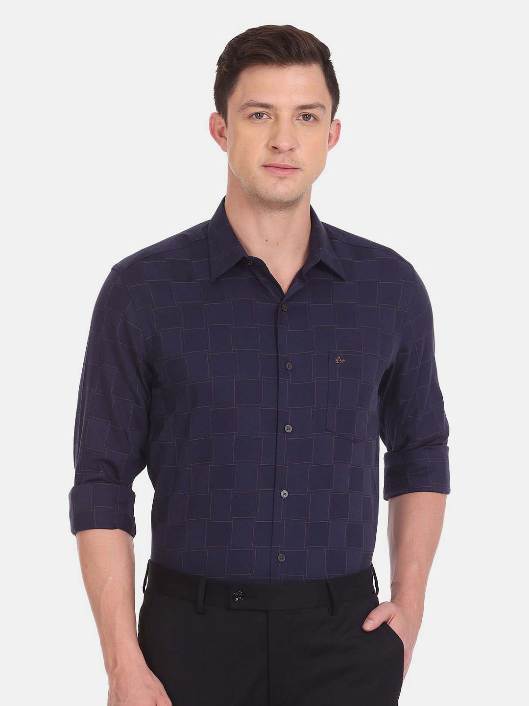 

Arrow New York Men Blue Cotton Slim Fit Checked Casual Shirt