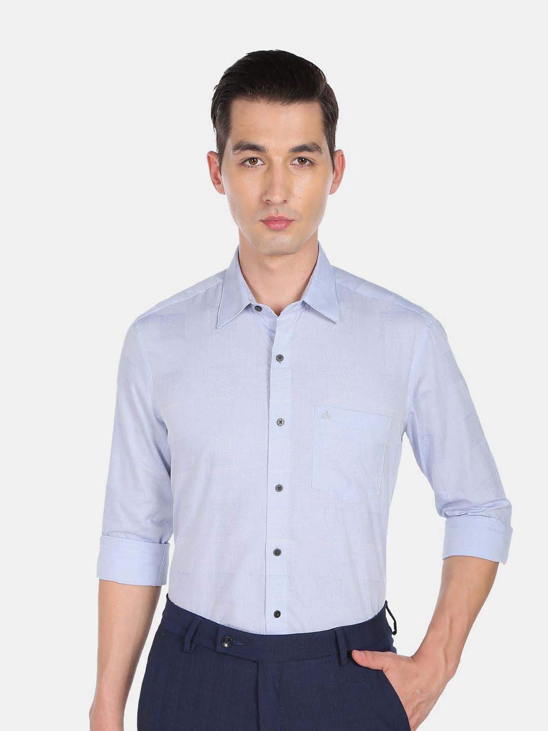

Arrow New York Men Blue Slim Fit Checked Formal Shirt