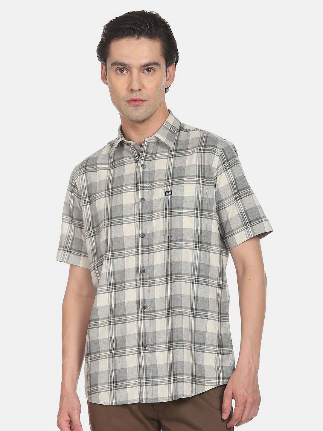 

Arrow Sport Men Grey Checked Pure Cotton Casual Shirt
